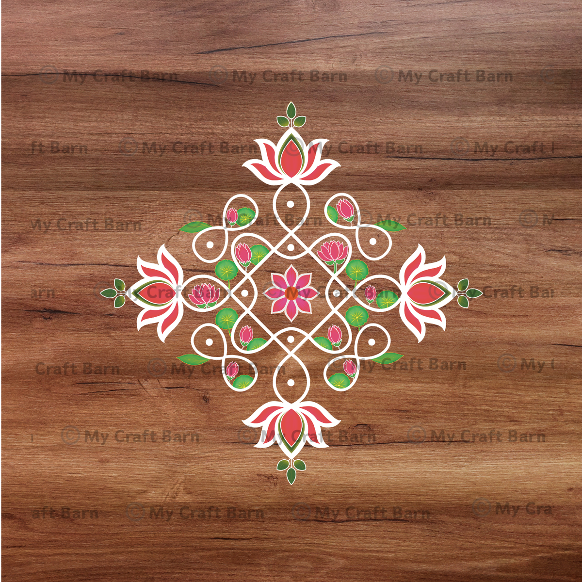 Traditional Indian Vinyl Stickers – Kolam, Lotus Mandapam & Balaji Namam