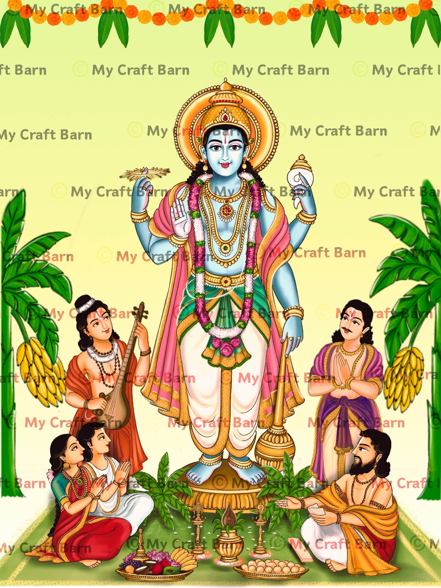 Lord Vishnu PNG | Satyanarayana Swamy Art for Pooja (Digital Download)
