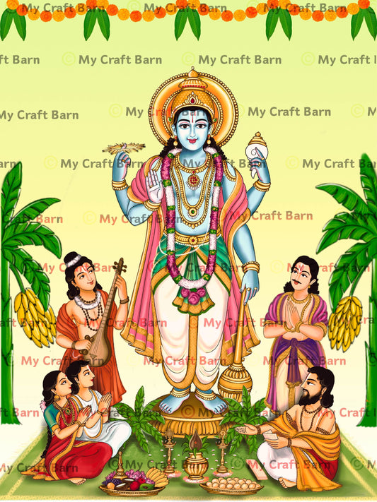 Lord Vishnu PNG | Satyanarayana Swamy Art for Pooja (Digital Download)