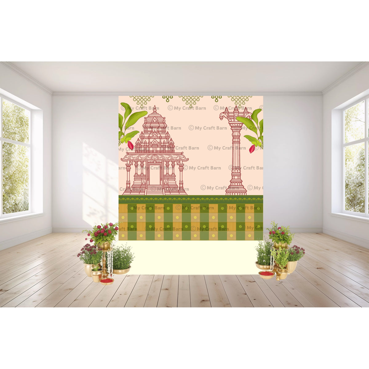 Madras checks Temple Backdrop Cloth