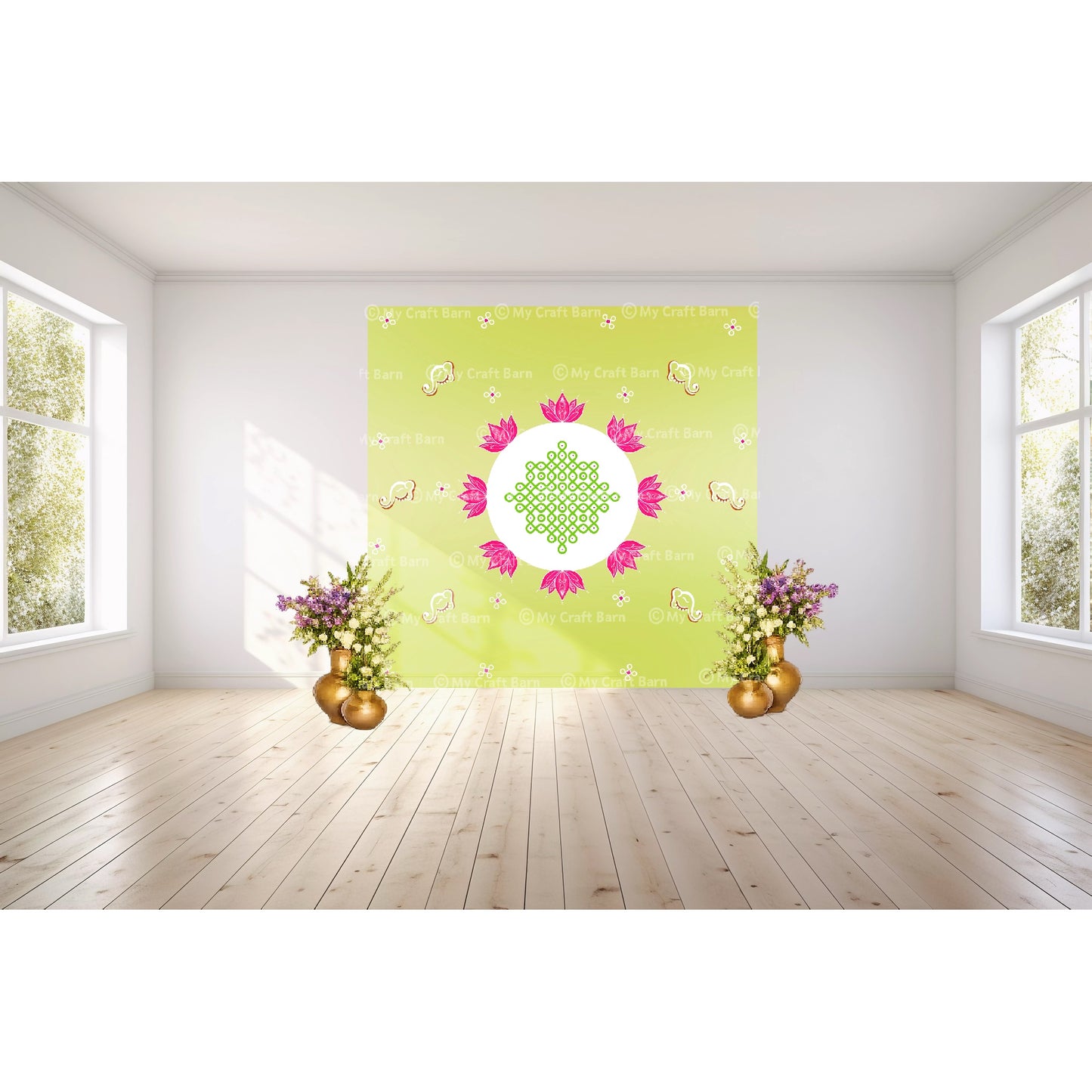 Auspicious Lotus Kolam Backdrop (8ft x 8ft)