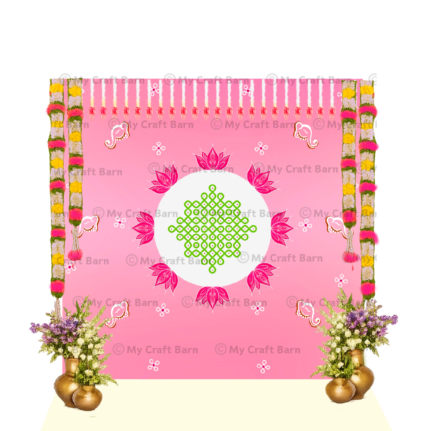 Auspicious Lotus Kolam Backdrop (8ft x 8ft)