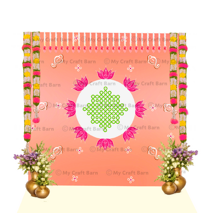 Auspicious Lotus Kolam Backdrop (8ft x 8ft)