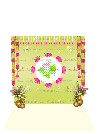 Auspicious Lotus Kolam Backdrop (8ft x 8ft)