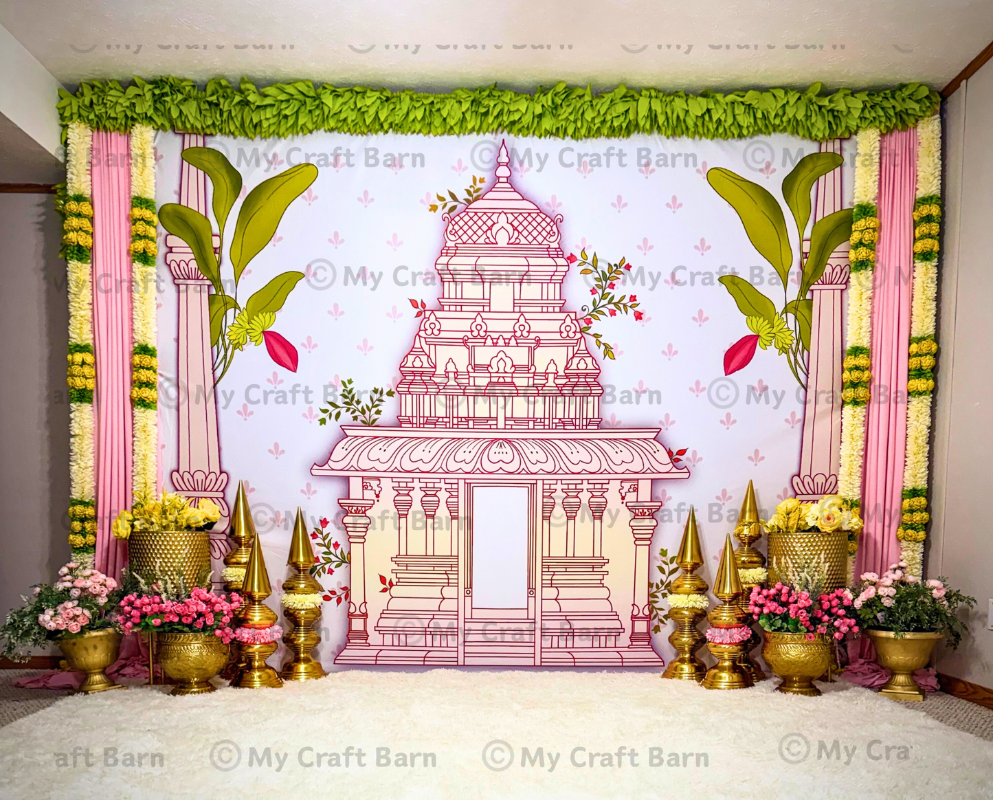 South Indian Temple Arch Backdrop Cloth (8ft high x 10ft wide)
